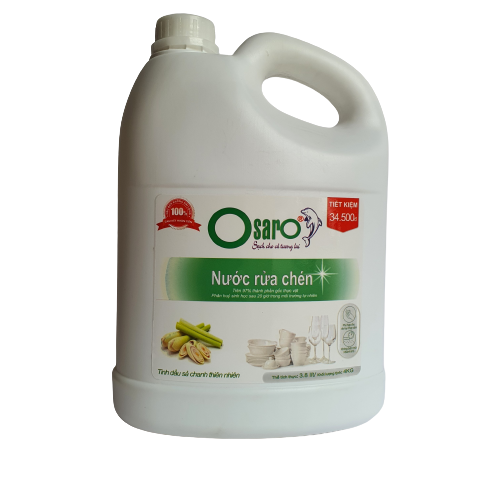 Nước rửa chén an toàn OSARO 3,8l tinh dầu sả chanh
