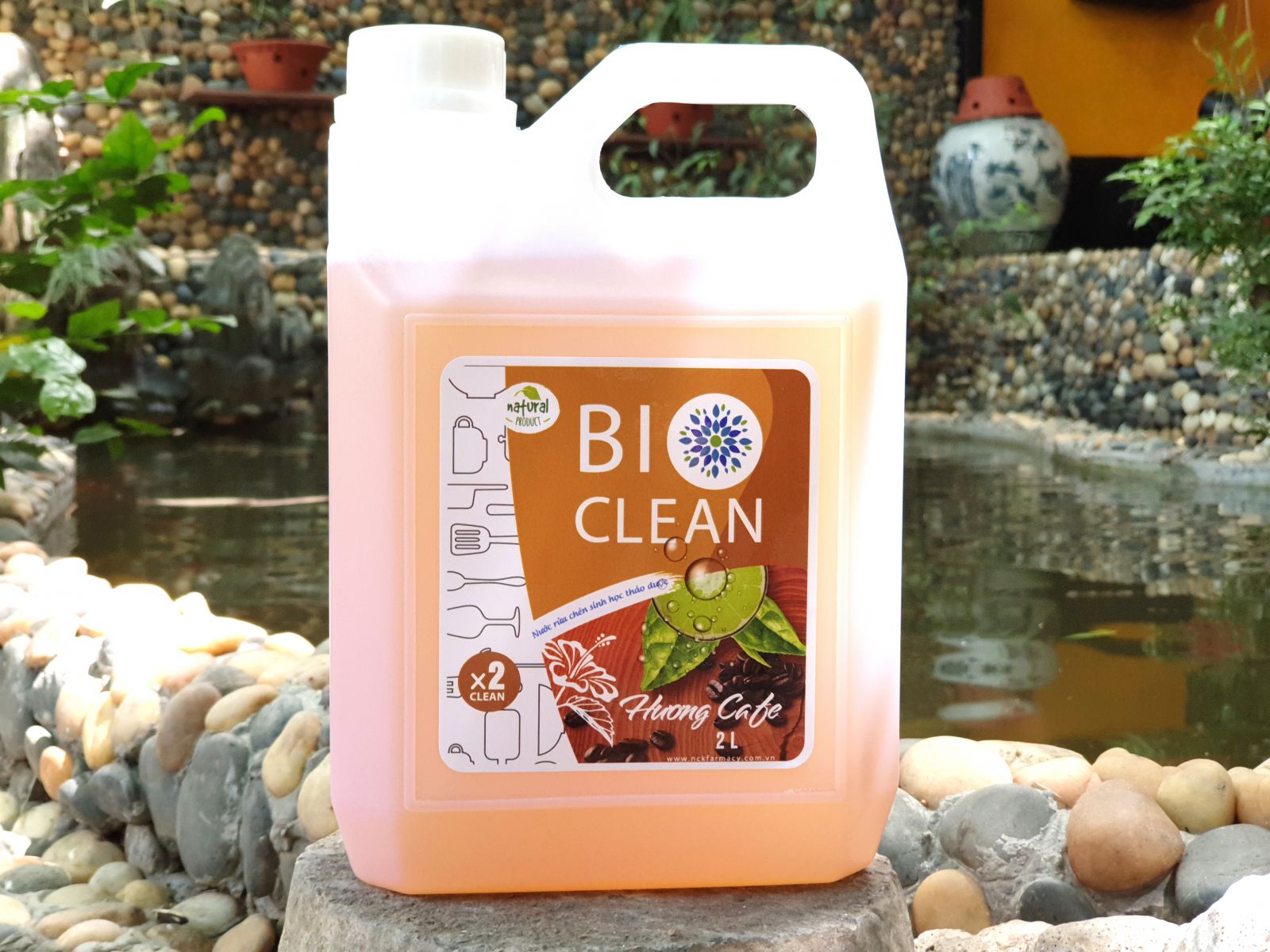 Nước rửa chén sinh học thảo dược BioClean X2, hương cà phê, can 2 lít