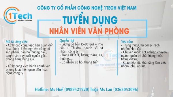 TUYỂN DỤNG NHÂN VIÊN VĂN PHÒNG