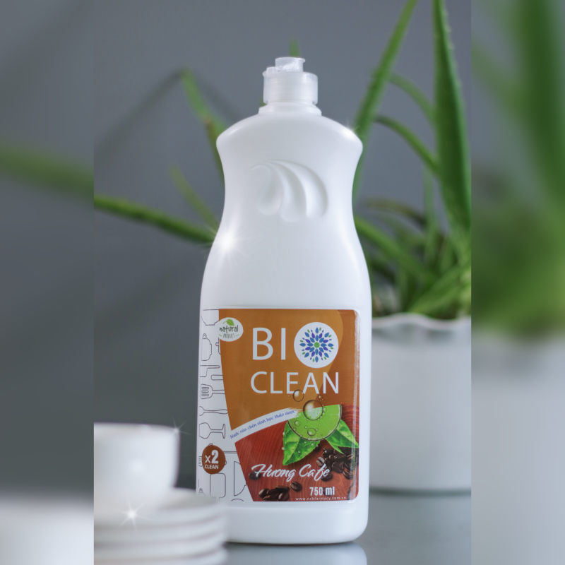 Nước rửa chén sinh học thảo dược BioClean X2, hương cà phê, chai 750ml